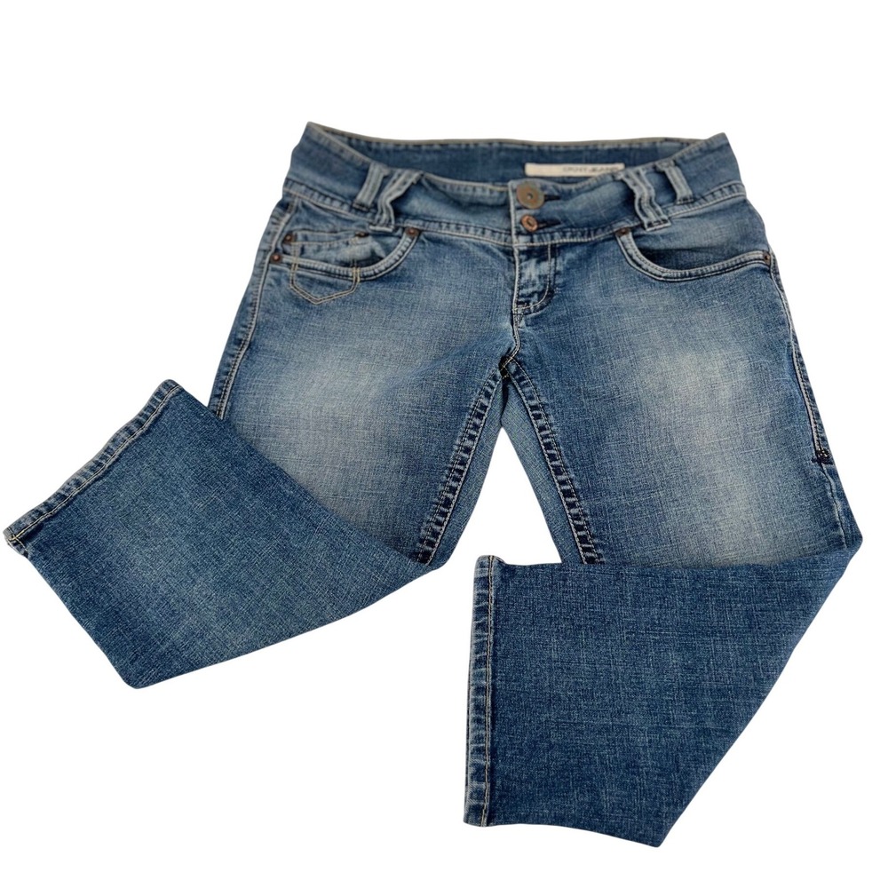 DKNY Jeans Y2K Vintage Low Rise Cropped Denim Capris Size 7 Retro 2000s